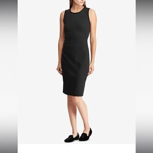 Ralph Lauren Womens Sleeveless Velvet Trim Cocktail Dress Grey Black